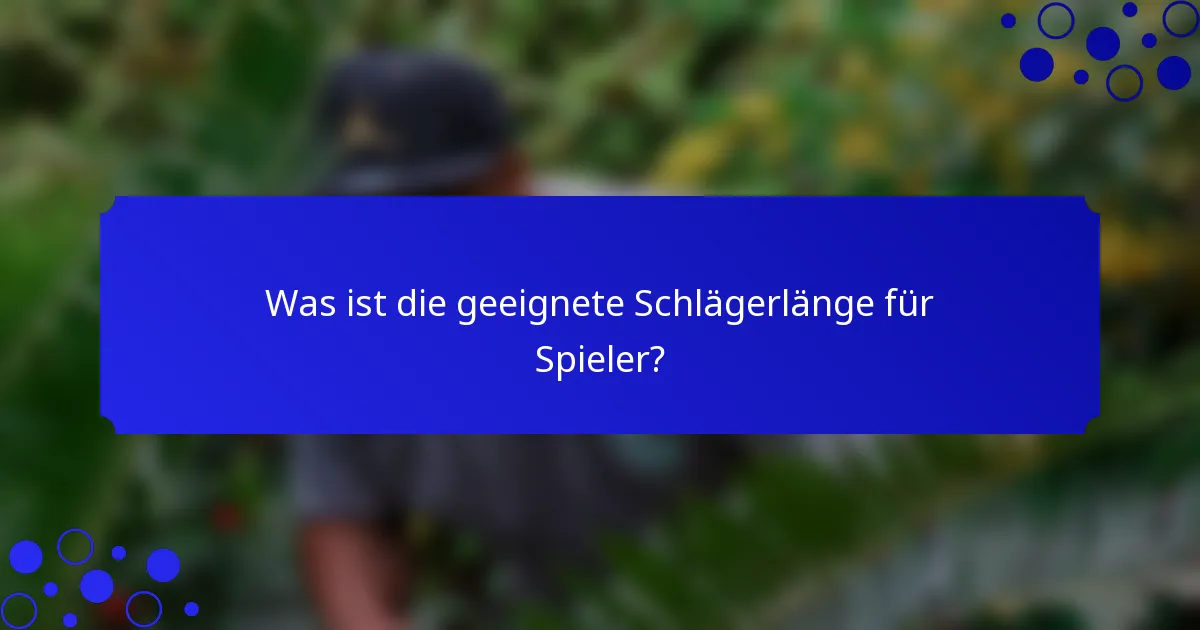 Was ist die geeignete Schlägerlänge für Spieler?