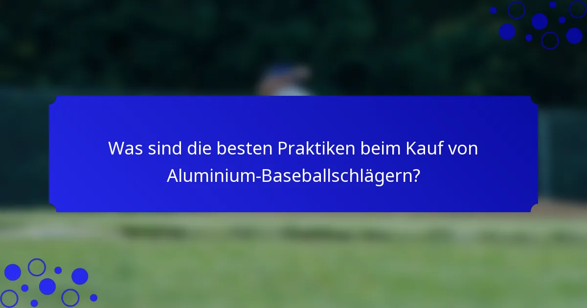 Was sind die besten Praktiken beim Kauf von Aluminium-Baseballschlägern?