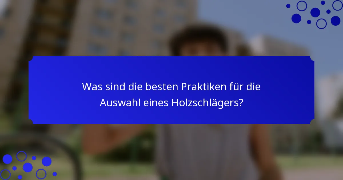 Was sind die besten Praktiken für die Auswahl eines Holzschlägers?