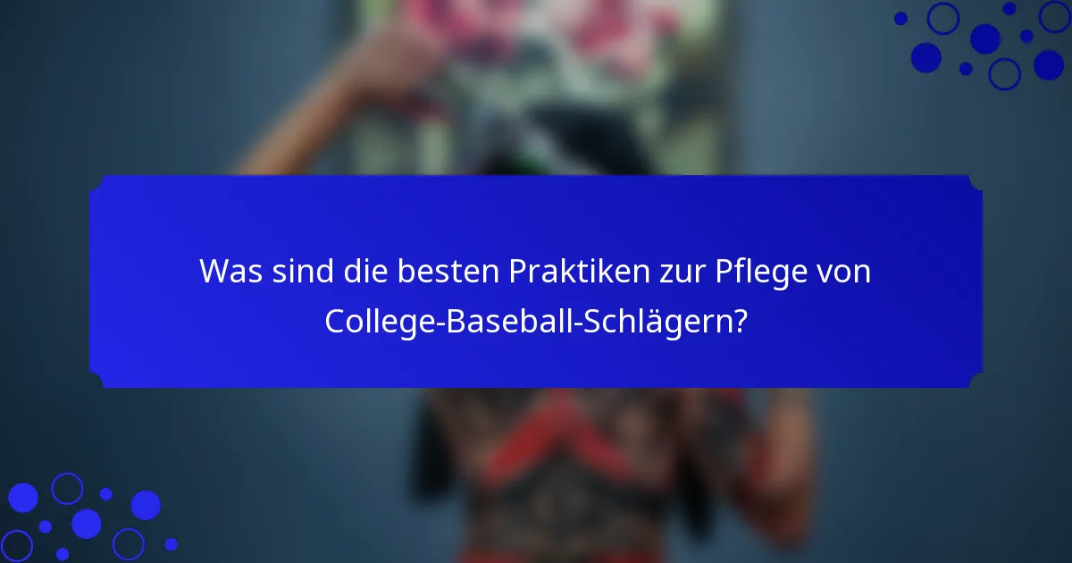 Was sind die besten Praktiken zur Pflege von College-Baseball-Schlägern?