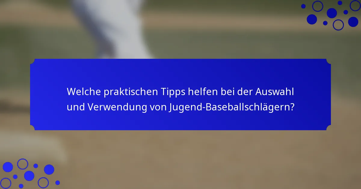 Welche praktischen Tipps helfen bei der Auswahl und Verwendung von Jugend-Baseballschlägern?