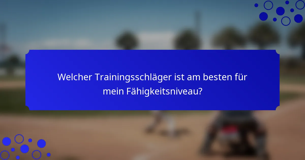 Welcher Trainingsschläger ist am besten für mein Fähigkeitsniveau?