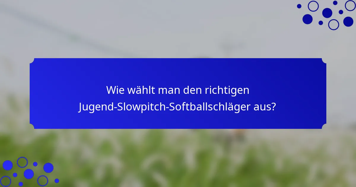 Wie wählt man den richtigen Jugend-Slowpitch-Softballschläger aus?