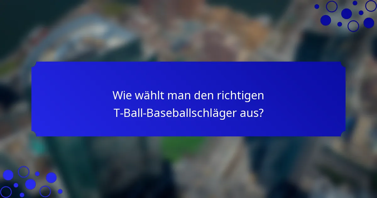 Wie wählt man den richtigen T-Ball-Baseballschläger aus?
